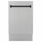 ZLINE Autograph Edition 18 in. Tallac Series 3rd Rack Dishwasher with Auto Door Open Drying, 51dBa, Stainless Steel Panel with Matte Black Handle (DWVZ-304-18-MB) main image.