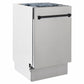 ZLINE Autograph Edition 18 in. Tallac Series 3rd Rack Dishwasher with Auto Door Open Drying, 51dBa, Stainless Steel Panel with Matte Black Handle (DWVZ-304-18-MB) side.
