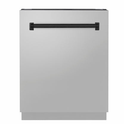 ZLINE Autograph Edition 24 in. Tallac Series 3rd Rack Dishwasher with Auto Door Open Drying, 51dBa, Stainless Steel Panel with Matte Black Handle (DWVZ-304-24-MB)