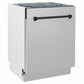 ZLINE Autograph Edition 24 in. Tallac Series 3rd Rack Dishwasher with Auto Door Open Drying, 51dBa, Stainless Steel Panel with Matte Black Handle (DWVZ-304-24-MB)