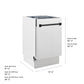 ZLINE Autograph Edition 18 in. Tallac Series 3rd Rack Dishwasher with Auto Door Open Drying, 51dBa, Satin Stainless Steel Panel with Matte Black Handle (DWVZ-SN-18-MB) with dimensions labeled.