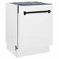 ZLINE Autograph Edition 24 in. Tallac Series 3rd Rack Dishwasher with Auto Door Open Drying, 51dBa, White Matte Panel with Matte Black Handle (DWVZ-WM-24-MB)