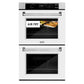 ZLINE 30 in. Professional True Convection Double Wall Oven with Air Fry and Self Clean in Satin Stainless Steel with White Matte Doors (WADS-WM-30)
