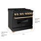 ZLINE Autograph Edition 36 in. 4.6 cu. ft. Legacy Dual Fuel Range with 6 Burner Gas Cooktop and Electric Convection Oven in Black Stainless Steel and Polished Gold Accents (RABZ-36-G)