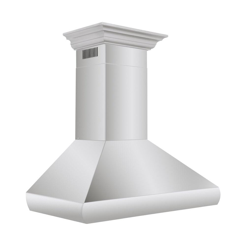 ZLINE Professional Convertible Vent Wall Mount Range Hood in Stainless Steel with Crown Molding (587CRN)