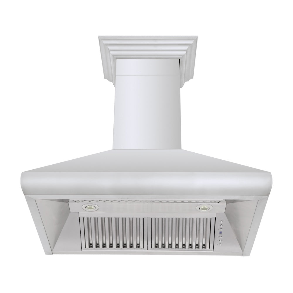 ZLINE Professional Convertible Vent Wall Mount Range Hood in Stainless Steel with Crown Molding (587CRN)