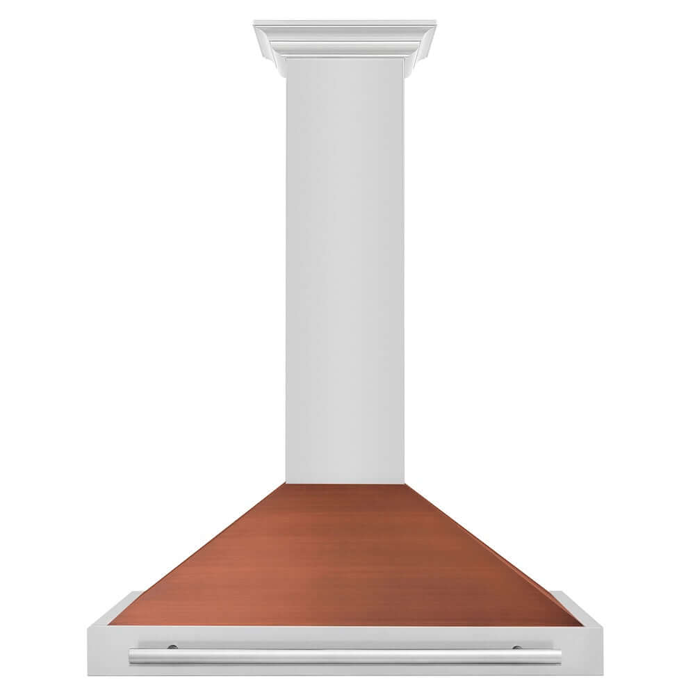 ZLINE Convertible Stainless Steel Range Hood with Copper Shell and Stainless Steel Handle with Size Options (KB4STX-C) front.