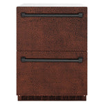 ZLINE 24 in. Touchstone 168 Can Outdoor-Rated Dual Refrigerator Drawer with Hand Hammered Copper Doors (RDSO-HH-24) main image.