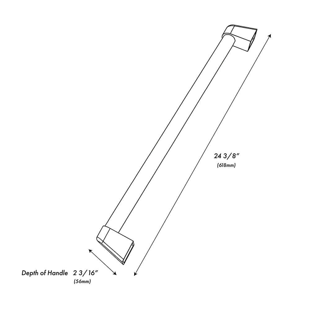 ZLINE Autograph Edition Helix Handle (Set of 1) for Undercounter Wine & Beverage Coolers and Ice Makers in Polished Gold (RWVHZ618-K-G) dimensional diagram.