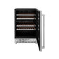 ZLINE 24 in. Monument Dual Zone 44 Bottle Wine Cooler with Wood Shelves in Stainless Steel, Open Box-Good Condition