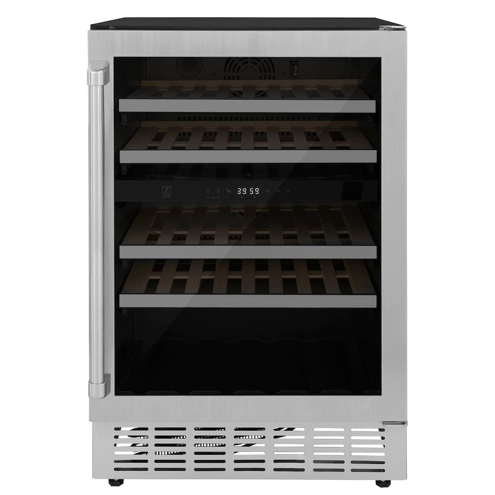 ZLINE Kitchen Package with Refrigeration, 48 in. Stainless Steel Dual Fuel Range, 36 in. Range Hood, Microwave Drawer, 24 in. Tall Tub Dishwasher and Wine Cooler (6KPR-RARH48-MWDWV-RWV)