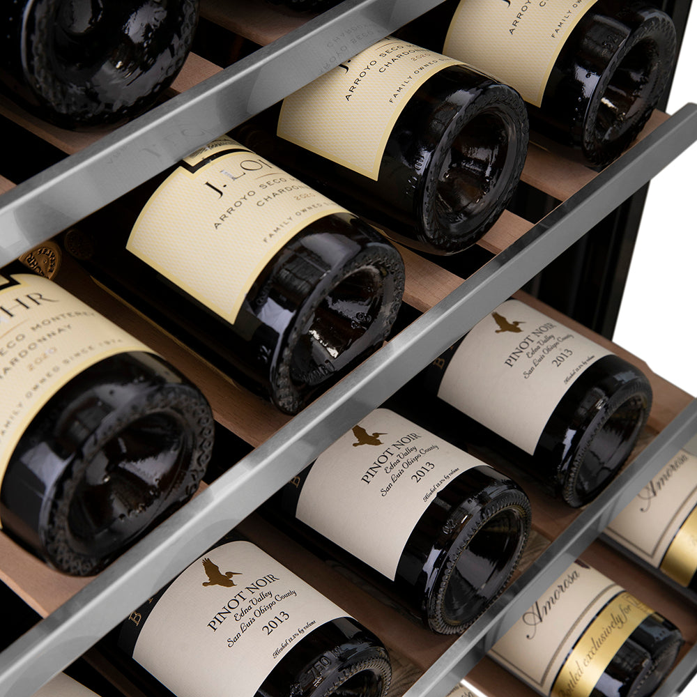 ZLINE Autograph Edition 24 in. Monument Dual Zone 44 Bottle Wine Cooler in Stainless Steel with Champagne Bronze Accents (RWVZ-UD-24-CB)