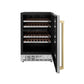 ZLINE Autograph Edition 24 in. Monument Dual Zone 44 Bottle Wine Cooler in Stainless Steel with Champagne Bronze Accents (RWVZ-UD-24-CB)