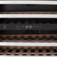 ZLINE Autograph Edition 24 in. Monument Dual Zone 44-Bottle Wine Cooler in Stainless Steel with Matte Black Accents (RWVZ-UD-24-MB) close-up, temperature control and LED display.