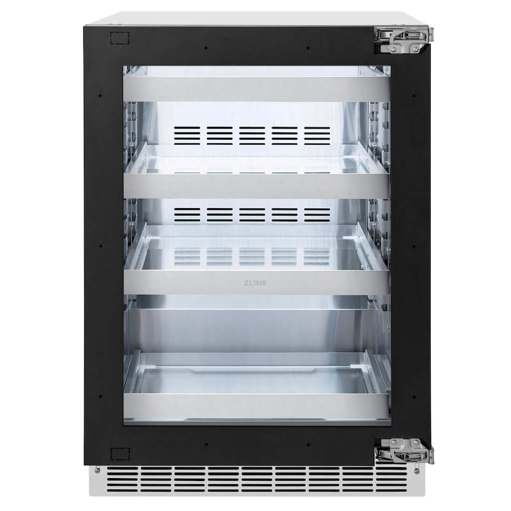 ZLINE Autograph Edition Touchstone Under Counter Panel Ready Beverage Fridge front no panel and no handle.