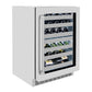 ZLINE 24 in. Touchstone Dual Zone 44 Bottle Wine Cooler with Satin Stainless Steel Glass Door (RWDO-SN-24)
