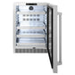 ZLINE 24 in. Touchstone 151 Can Beverage Fridge With Solid Stainless Steel Door (RBSO-ST-24) front, open, empty.