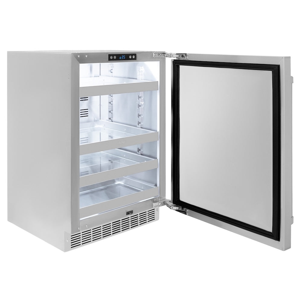 ZLINE 24 in. Touchstone 151 Can Beverage Fridge with Solid Stainless Steel Door, Open Box-Good Condition