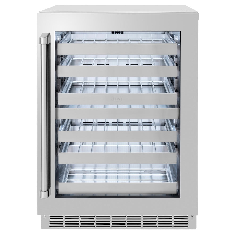 ZLINE 24 in. Touchstone Dual Zone 44 Bottle Wine Cooler with Stainless Steel Glass Door, Open Box-Great Condition main image.