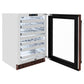 ZLINE 24 in. Touchstone Dual Zone 44 Bottle Wine Cooler with Hand Hammered Copper Glass Door (RWDO-HH-24) side, open.