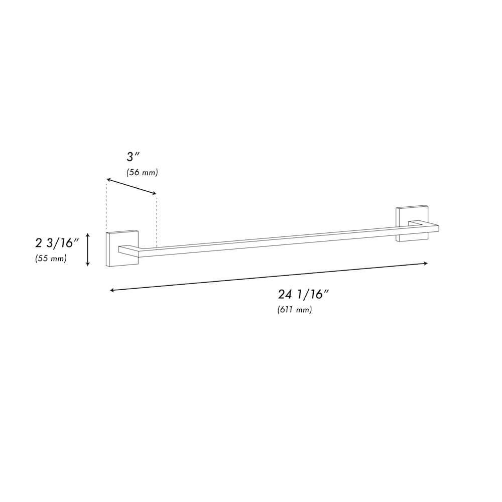 ZLINE Palisades 24 in. Towel Rail in Champagne Bronze (RBCN1-TR-CB) dimensional diagram.