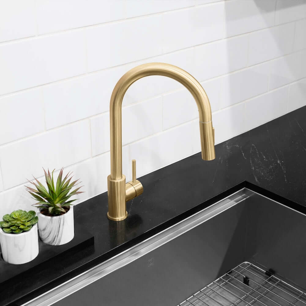 ZLINE Palisades Pull Down Single Handle Kitchen Faucet in Champagne Bronze (RBCN1-KF-CB)