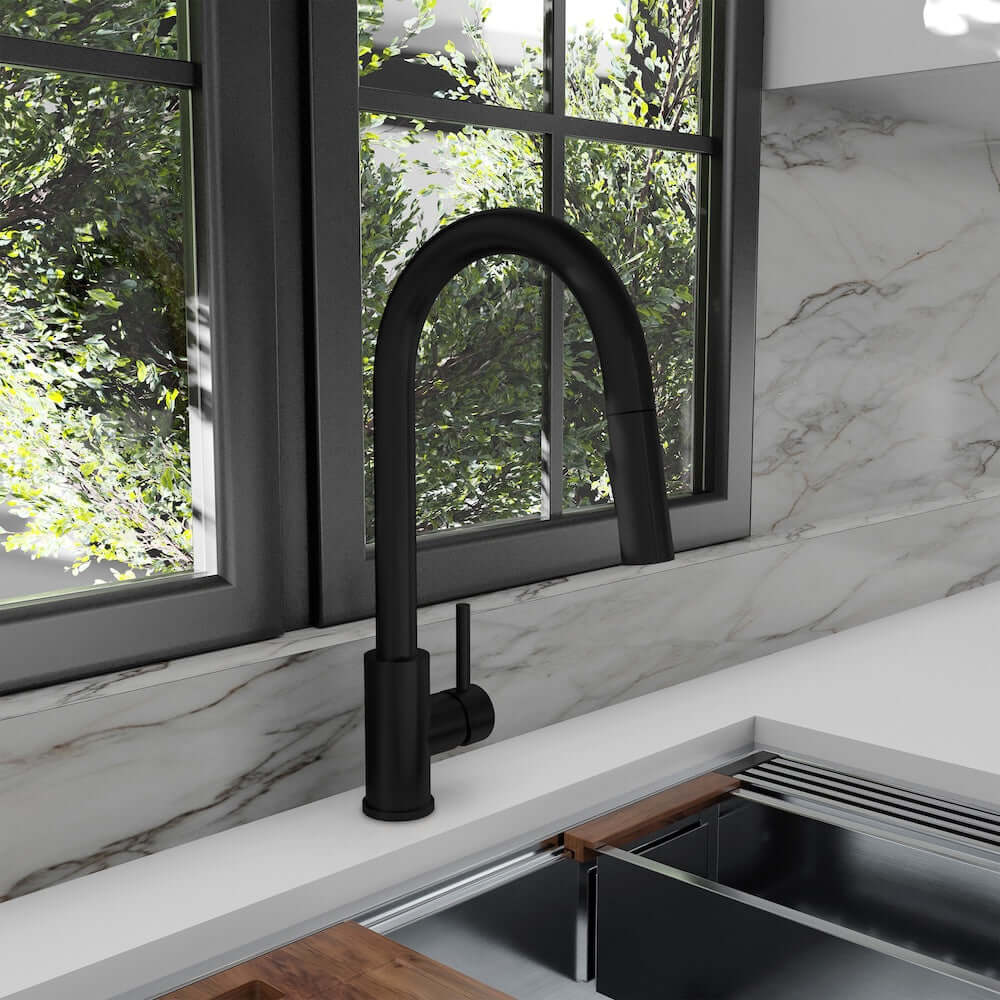 ZLINE Palisades Pull Down Single Handle Kitchen Faucet in Matte Black (RBCN1-KF-MB)