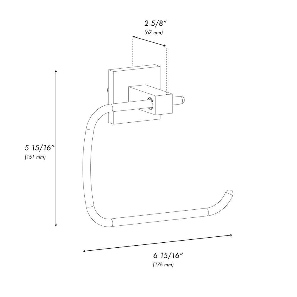 ZLINE Palisades Towel Ring in Brushed Nickel (RBCN1-TRNG-BN) dimensional diagram.