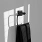 ZLINE Palisades Towel Ring in Matte Black (RBCN1-TRNG-MB) with a black towel on a gray wall