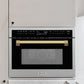 ZLINE Autograph Edition 24 in. 1.6 cu ft. Built-in Convection Microwave Oven in Satin Stainless Steel with Polished Gold Accents (MWOZ-24-SS-G) in a kitchen setting