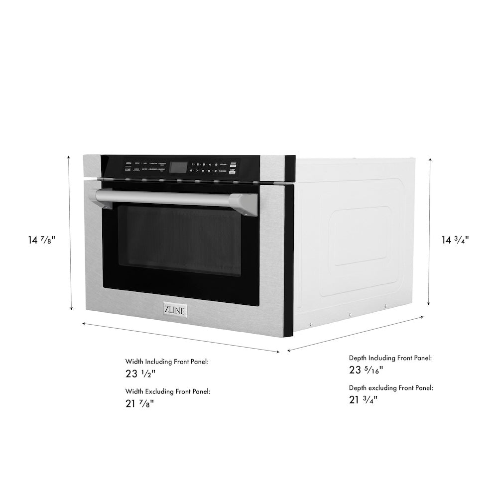 ZLINE 24 in. 1.2 cu. ft. Built-in Microwave Drawer with a Traditional Handle in Satin Stainless Steel, Open Box-Excellent Condition