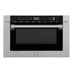 ZLINE 24 in. 1.2 cu. ft. Built-in Microwave Drawer with a Traditional Handle in Satin Stainless Steel (MWD-1-SS-H) front.