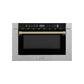 ZLINE Autograph Edition 24 in. 1.2 cu. ft. Built-in Microwave Drawer with a Traditional Handle in Satin Stainless Steel and Champagne Bronze Accents (MWDZ-1-SS-H-CB)