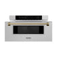 ZLINE Autograph Edition 30 in. 1.2 cu. ft. Built-In Microwave Drawer in Satin Stainless Steel with Champagne Bronze Accents (MWDZ-30-SS-CB)