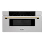 ZLINE Autograph Edition 30 in. 1.2 cu. ft. Built-In Microwave Drawer in Satin Stainless Steel with Champagne Bronze Accents (MWDZ-30-SS-CB)