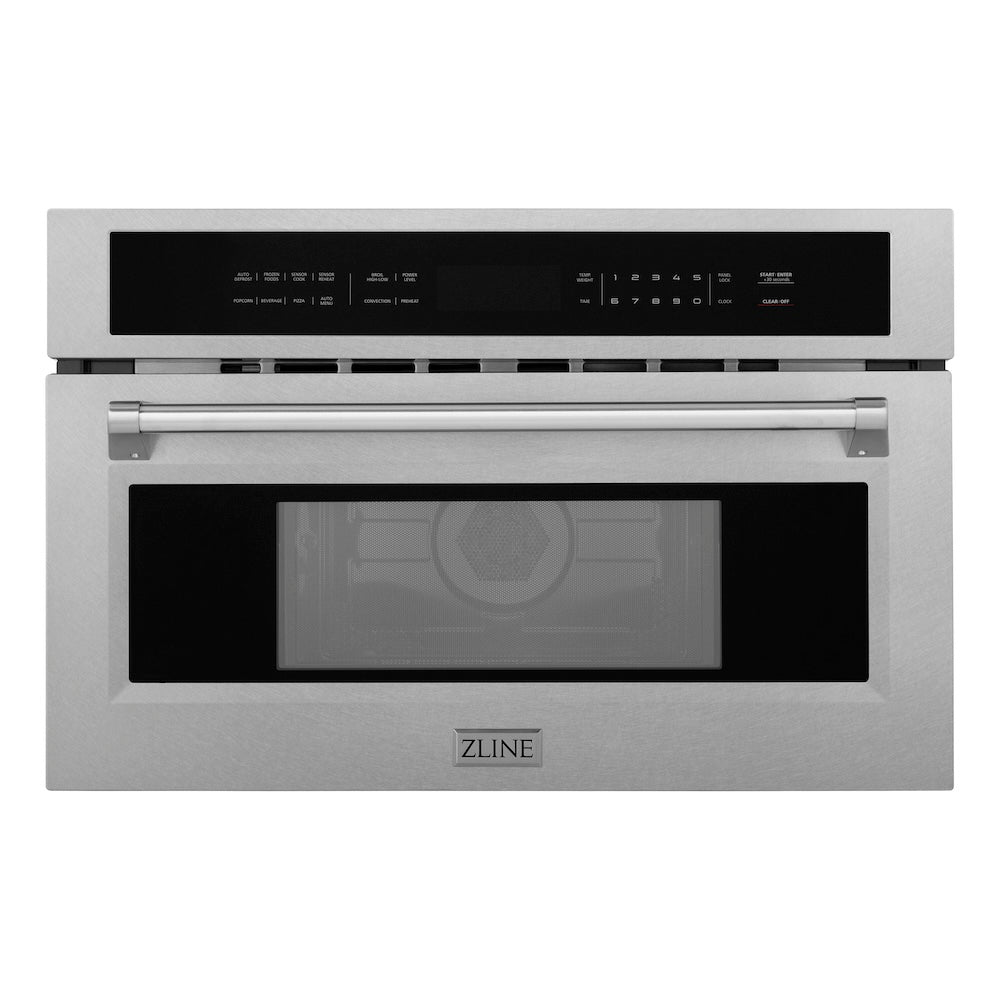 ZLINE 30 in. 1.6 cu ft. Built-in Convection Microwave Oven in Satin Stainless Steel with Speed and Sensor Cooking, Open Box-Excellent Condition main image.