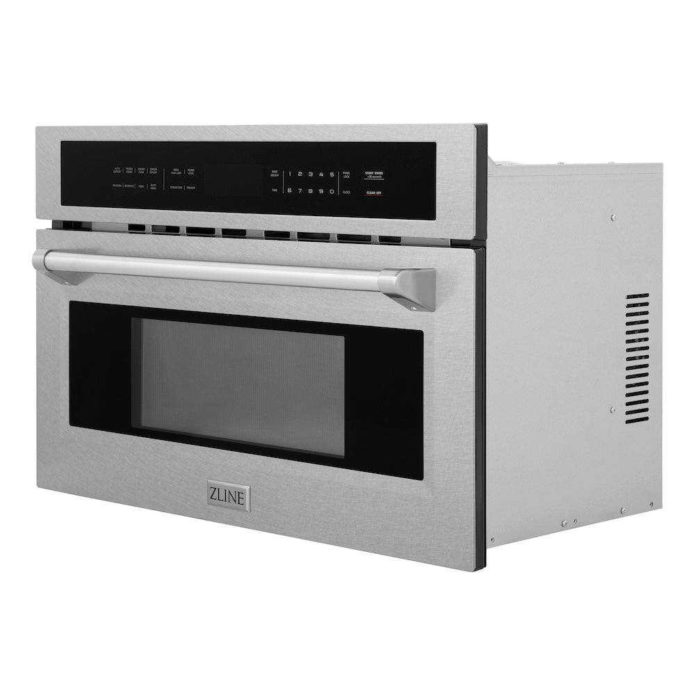 ZLINE 30 in. 1.6 cu ft. Built-in Convection Microwave Oven in Satin Stainless Steel with Speed and Sensor Cooking, Open Box-Good Condition