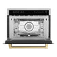 ZLINE Autograph Edition 24 in. 1.6 cu ft. Built-in Convection Microwave Oven in Satin Stainless Steel with Champagne Bronze Accents (MWOZ-24-SS-CB) front, open.