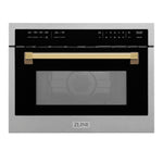 ZLINE Autograph Edition 24 in. 1.6 cu ft. Built-in Convection Microwave Oven in Satin Stainless Steel with Polished Gold Accents (MWOZ-24-SS-G)