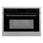ZLINE Autograph Edition 24 in. 1.6 cu ft. Built-in Convection Microwave Oven in Satin Stainless Steel with Matte Black Accents (MWOZ-24-SS-MB) front, closed.