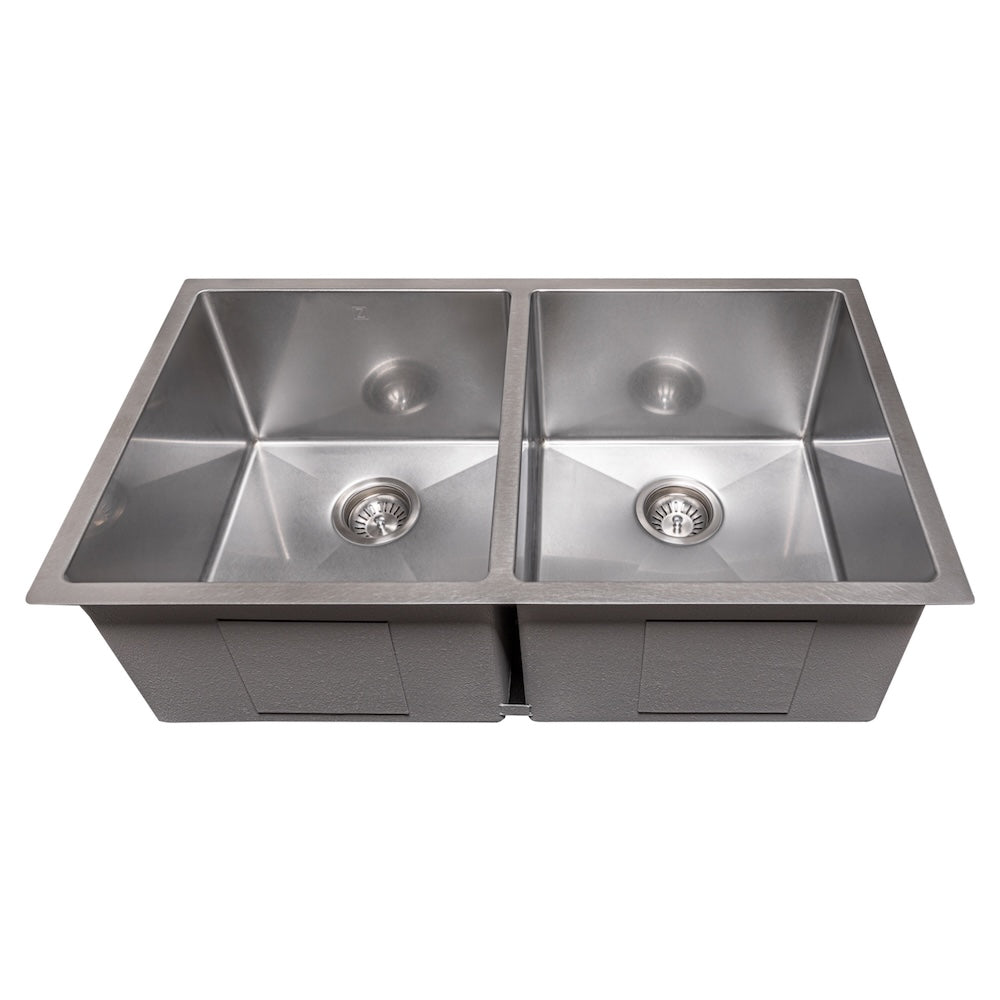 ZLINE 33 in. Anton Undermount Double Bowl Kitchen Sink with Bottom Grid and Color Options (SR50D-33)