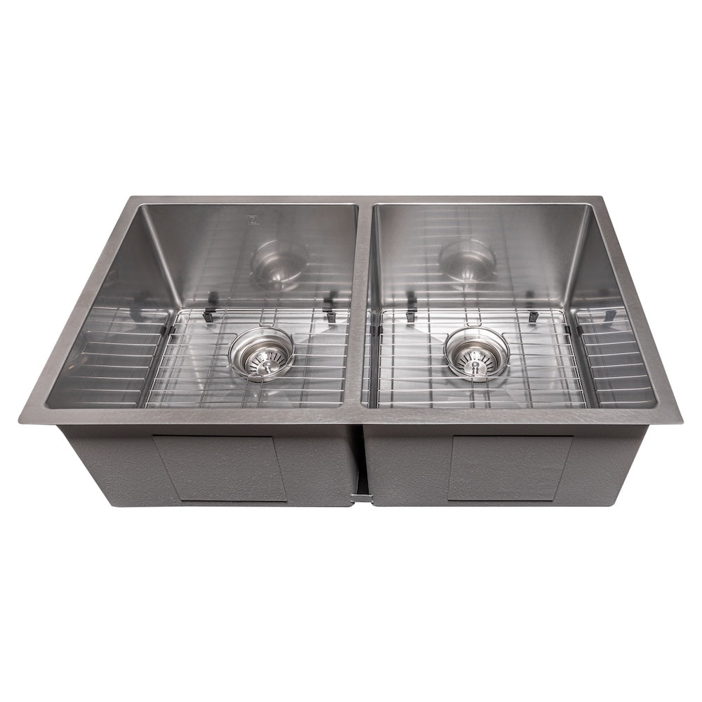 ZLINE 33 in. Anton Undermount Double Bowl Kitchen Sink with Bottom Grid and Color Options (SR50D-33)