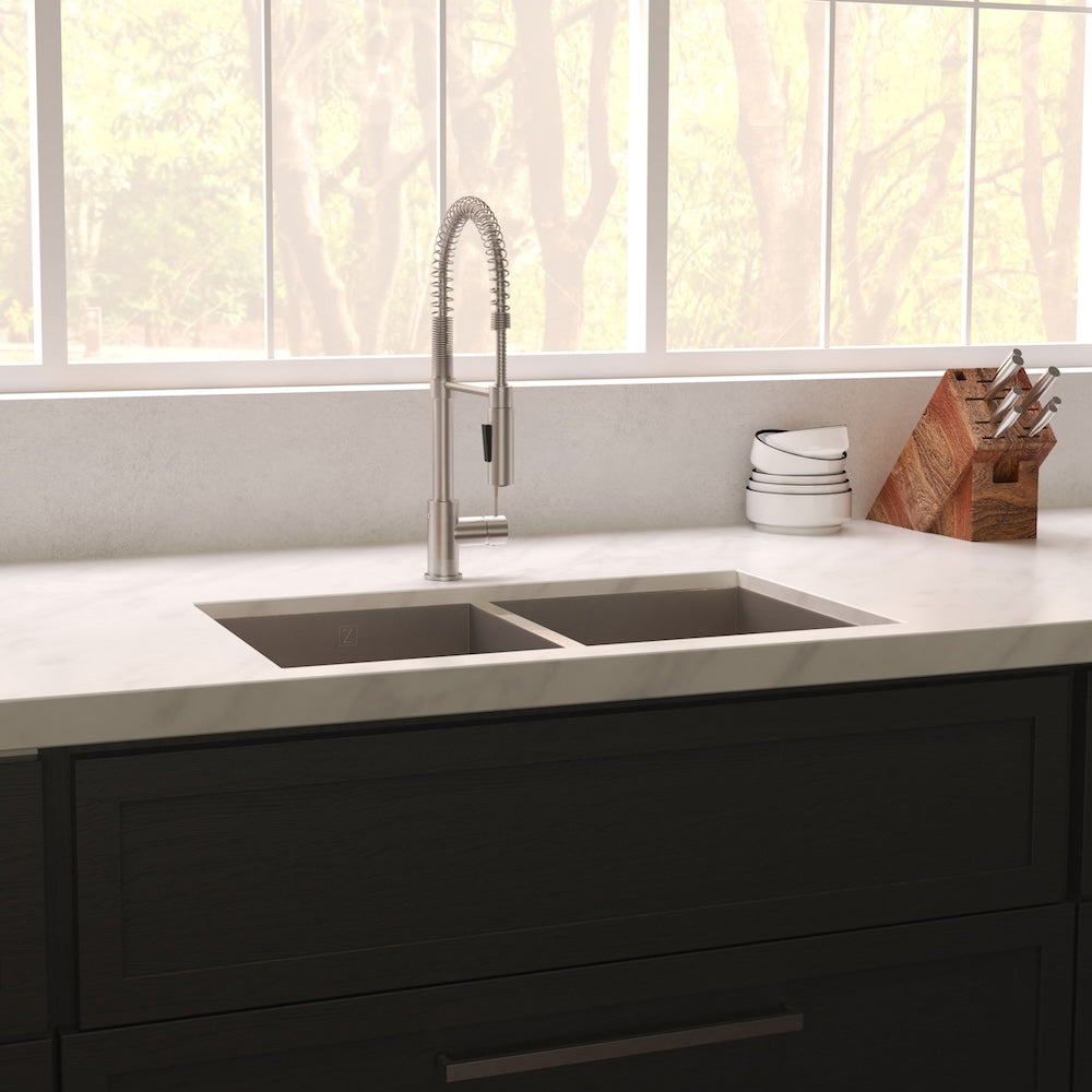 ZLINE 33 in. Anton Undermount Double Bowl Kitchen Sink with Bottom Grid and Color Options (SR50D-33)