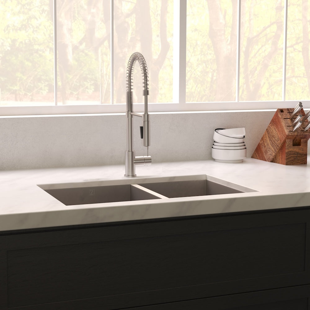 ZLINE 33 in. Chamonix Undermount Double Bowl Kitchen Sink with Bottom Grid and Color Options (SR60D-33)