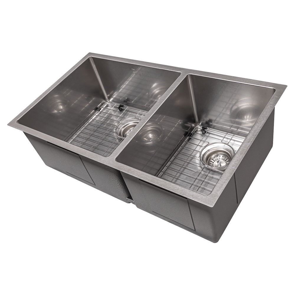 ZLINE 33 in. Chamonix Undermount Double Bowl Kitchen Sink with Bottom Grid and Color Options (SR60D-33)