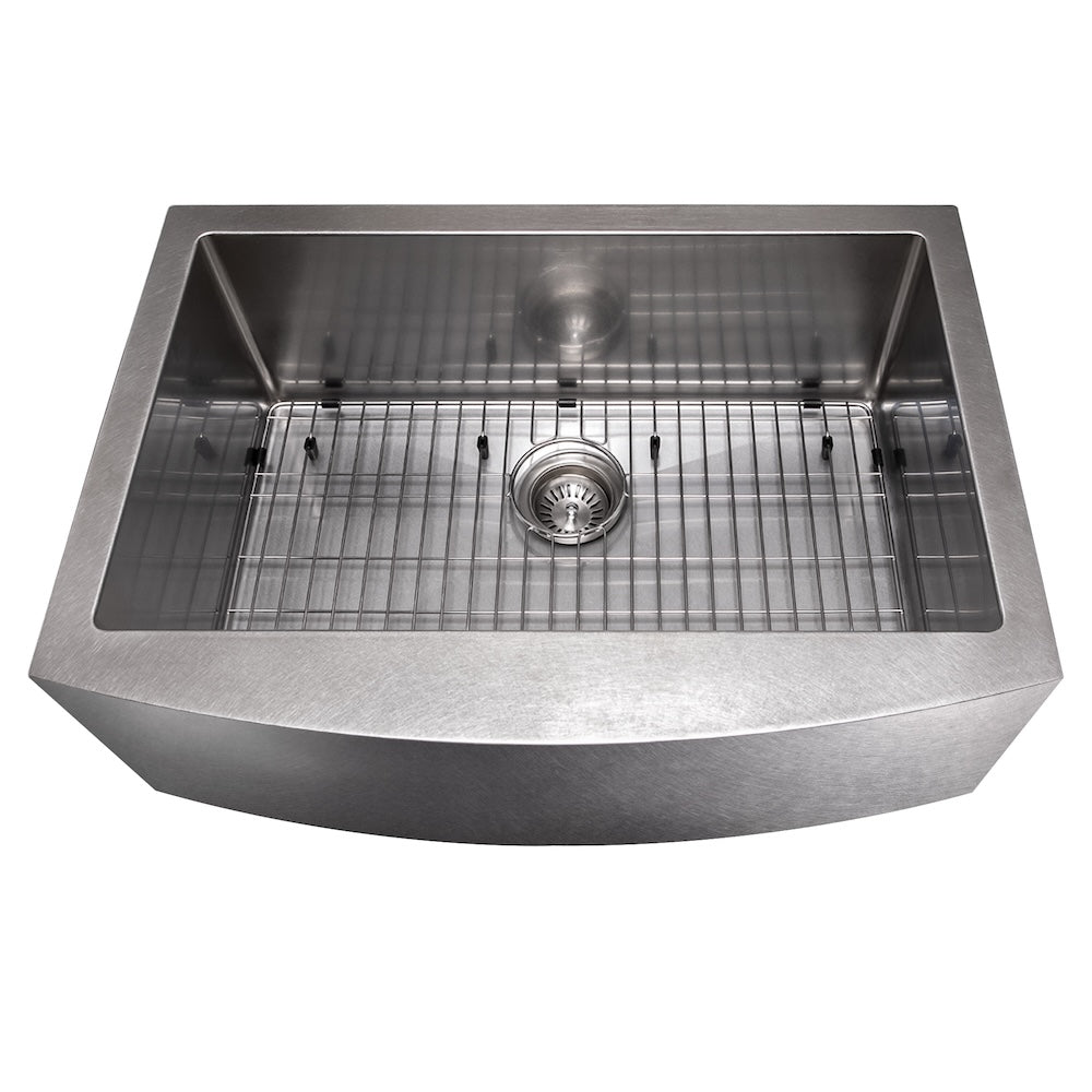 ZLINE 30 in. Zermatt Farmhouse Apron Mount Single Bowl Kitchen Sink with Bottom Grid and Color Options (SAS-30)