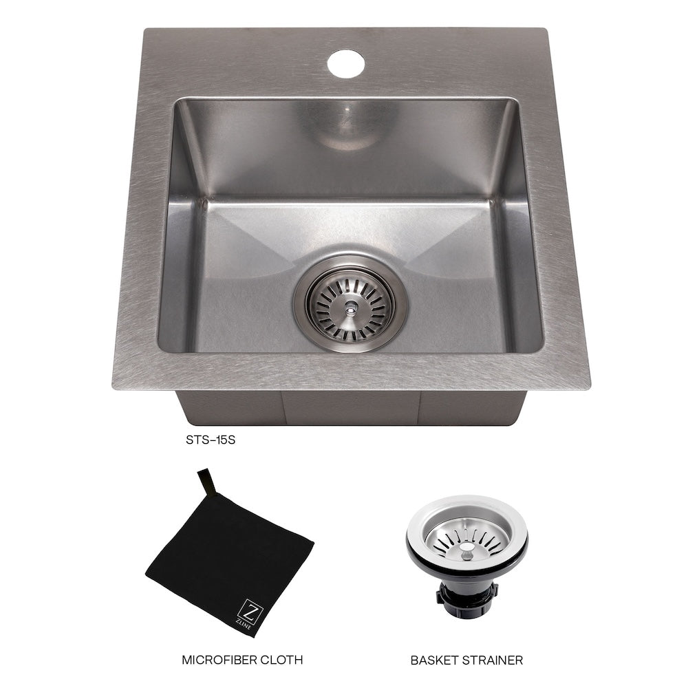 ZLINE 15 in. Donner Topmount Single Bowl Bar Kitchen Sink with Color Options (STS-15)