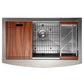 ZLINE 33 in. Moritz Farmhouse Apron Mount Single Bowl Kitchen Sink with Bottom Grid and Accessories (SLSAP-33) Satin Stainless Steel
