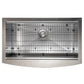 ZLINE 33 in. Moritz Farmhouse Apron Mount Single Bowl Kitchen Sink with Bottom Grid and Accessories (SLSAP-33) Satin Stainless Steel
