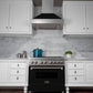 ZLINE Ducted Satin Stainless Steel Wall Mount Range Hood with Black Matte Shell and Size Options (8654BLM) front, under.